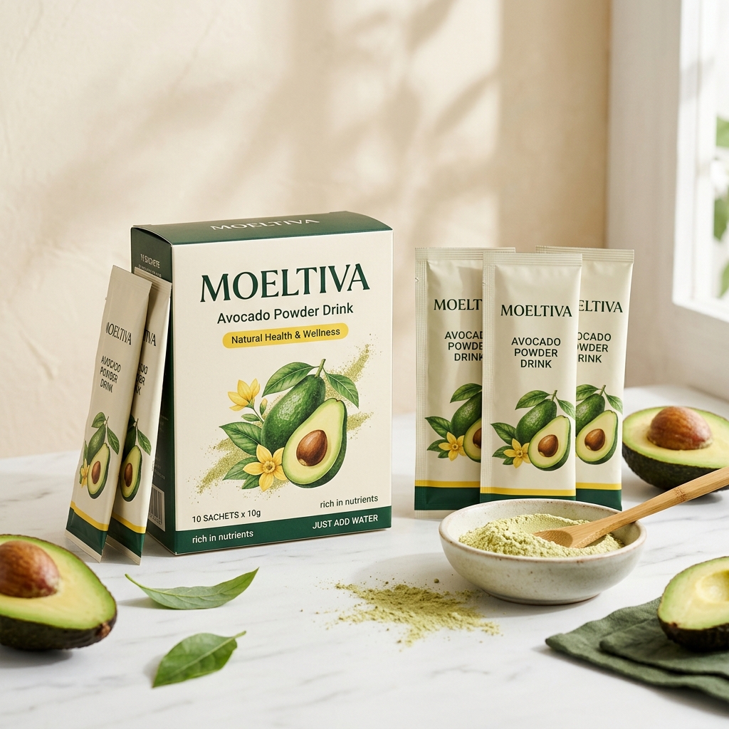 Moeltiva Avocado Powder Drink โ produk minuman serbuk ekstrak alpukat premium